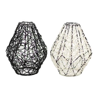 Handwoven Plastic Rattan Lampshades Easy Installation Ceiling Light Shade Plastic and Iron Texture for Home Interiors