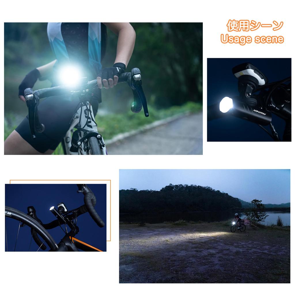 PANTHER Bicycle Cycle 1200 USB Battery Level 5 Dimming High IP66 Aluminum 6063 Alloy Light, High-Capacity 4000mAh, Lumens, Rechargeable, Indicator,