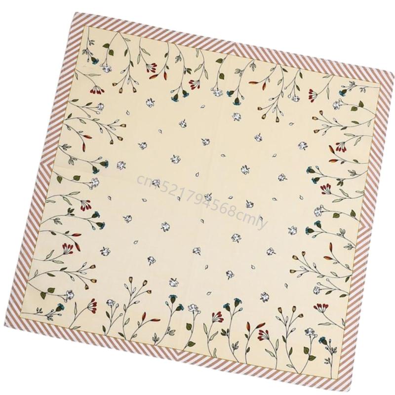 1PC Cotton Women Handkerchief Hanky Kerchiefs Square Printing Flowers Hankies 6XDE
