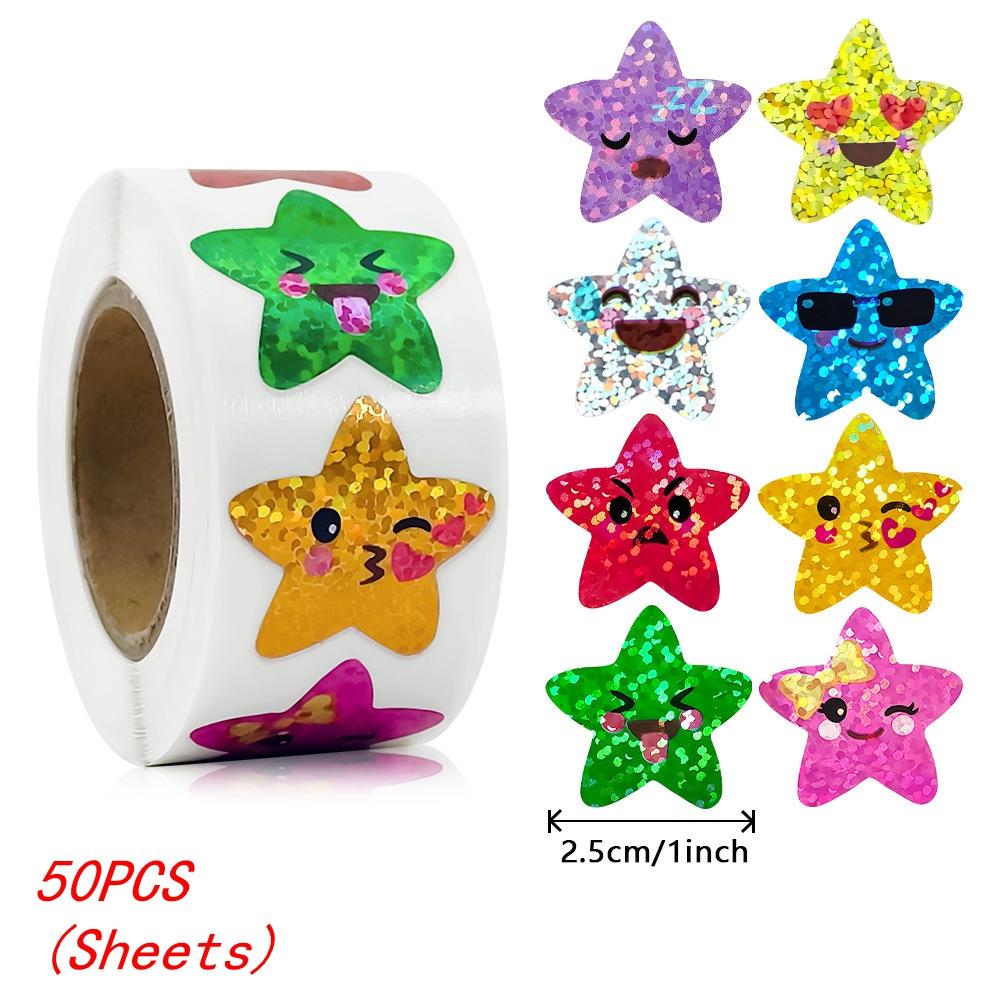 50-500pcs Colorful Star Stickers for Kids Reward School Classroom Adhesive Holographic Star Stickers for Teachers DIY Cr Practical Use