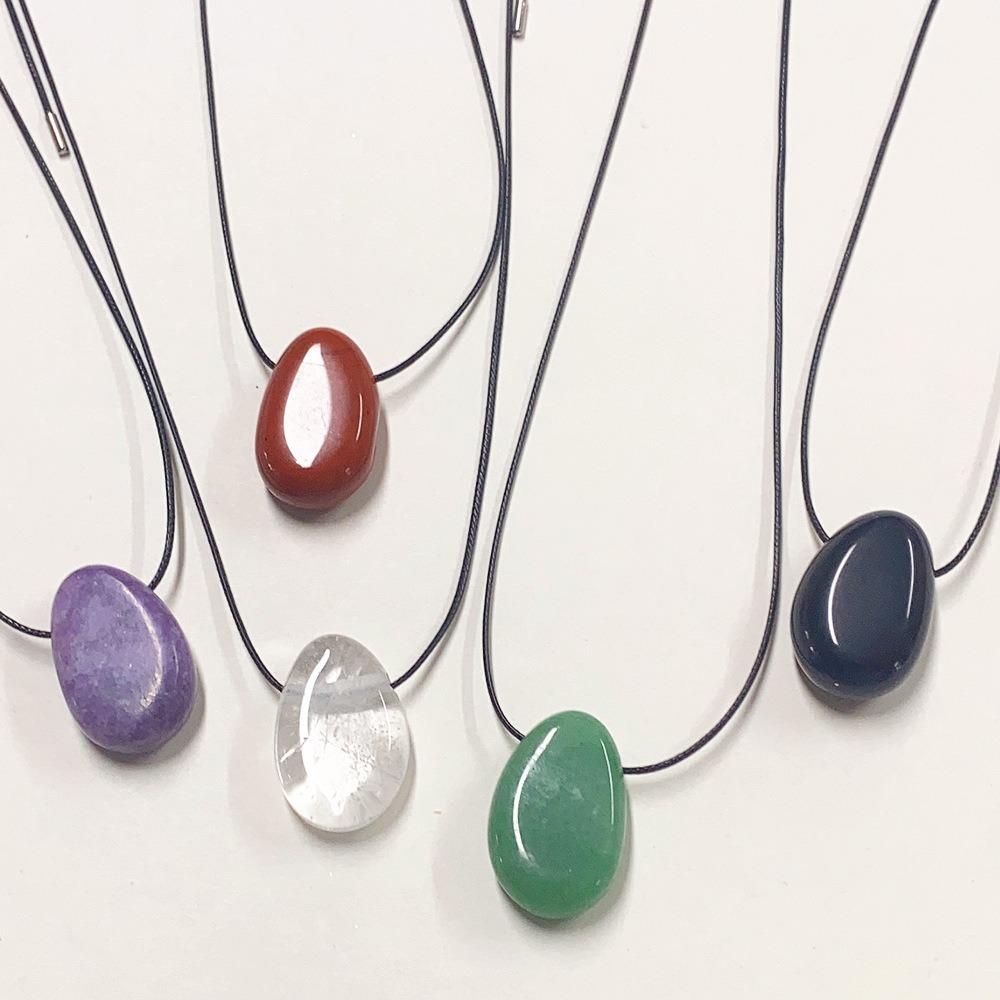 Stone Sweater Chain Black Rope Fashion Necklaces Minimalist Choker Necklaces