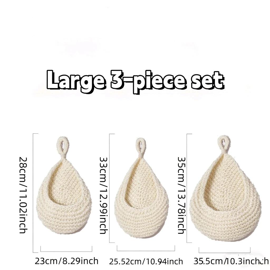 3pcs Boho Macrame Wall Hanging Baskets - Linen Storage Organizer for Kitchen Restaurant Fruit Vegetable Onion Rack Home Decor