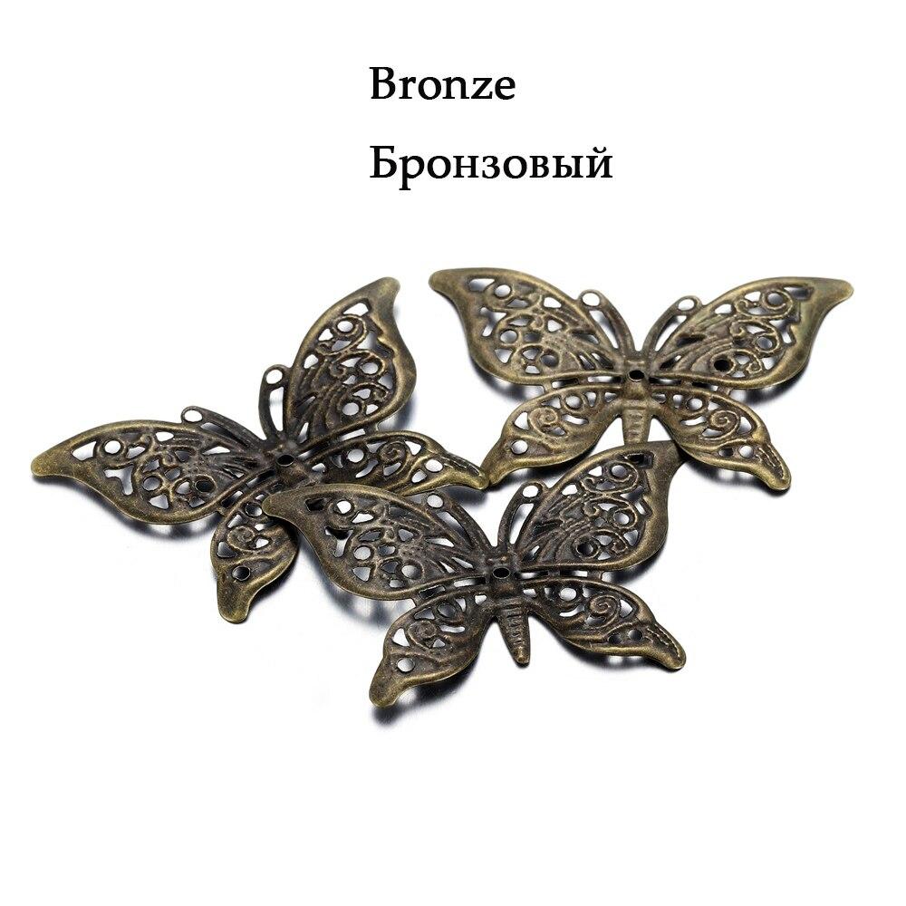 30Pcs/lot Metal Butterfly Embellishments Charms Necklace Filigree Wraps Pendant Earring Connectors For DIY Jewelry Making Tools