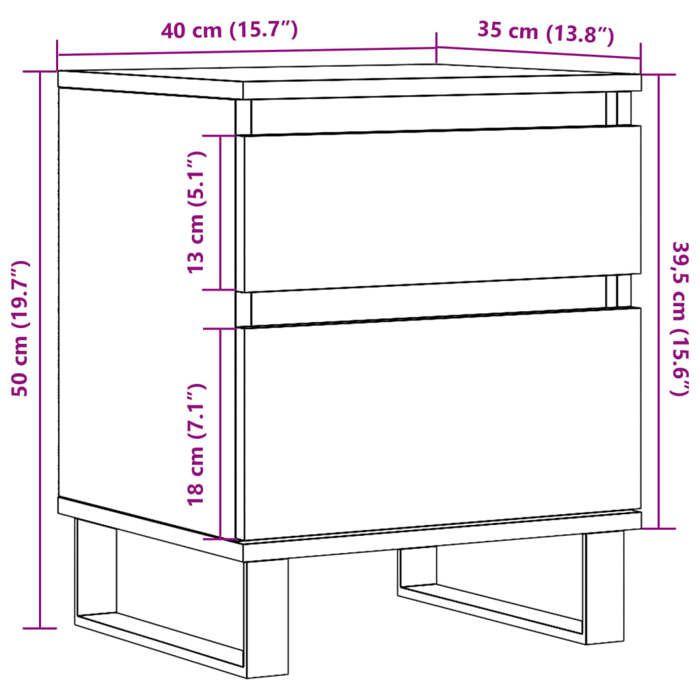 VidaXL Bedside Tables 2 Pcs Old Wood 40x35x50 Cm Engineered Wood 857437