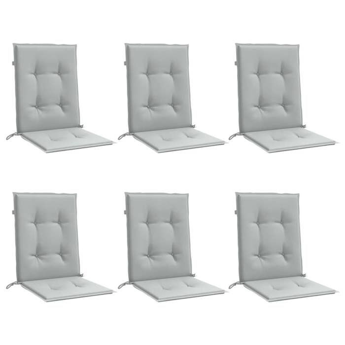 VidaXL Lot de 6 Coussins de Chaise à Dossier Bas, Oreillers de Balcon, Coussins de Sièges Patio Jardin Terrasse Extérieur, 4002447