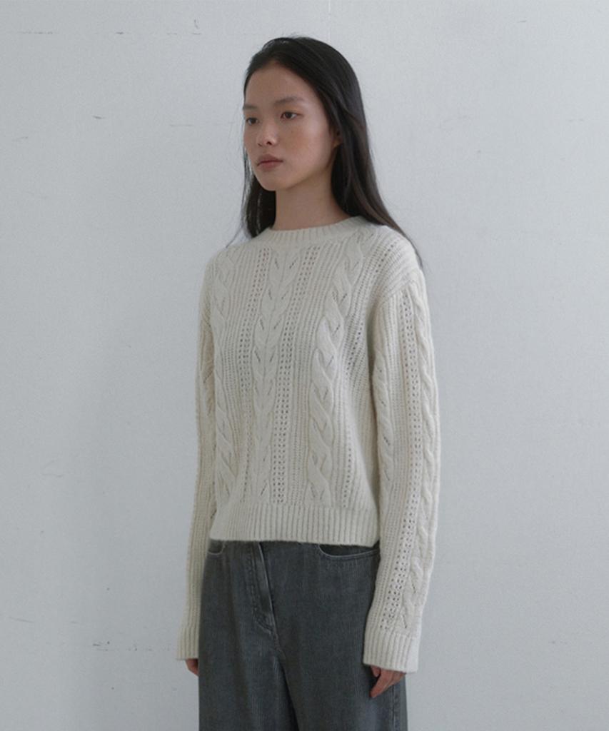 Monokeulom Cable Pullover (Ivory)