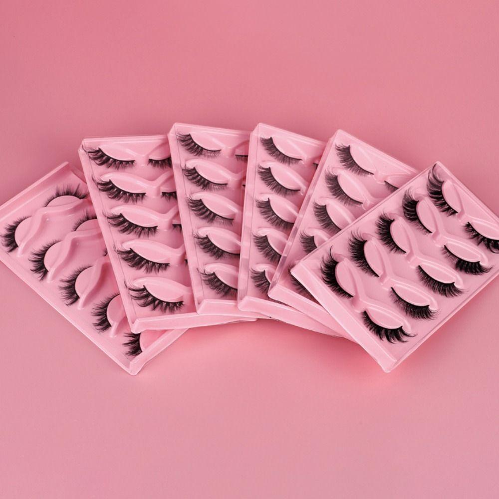 5Pairs Faux Mink Individual False Eyelashes Oblique Flight Clusters False Lashes  Makeup Tools