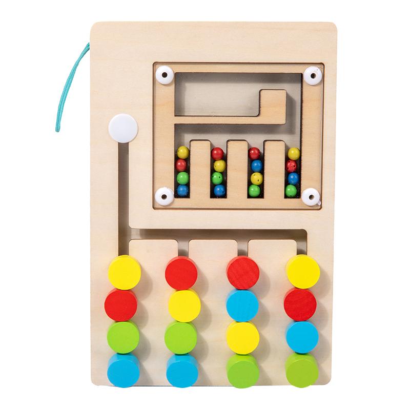 

Children Montessori Learning Toys Magnetic Slide Puzzle Color Matching Logic Game Busy Board Educational Wooden Toys for Kids