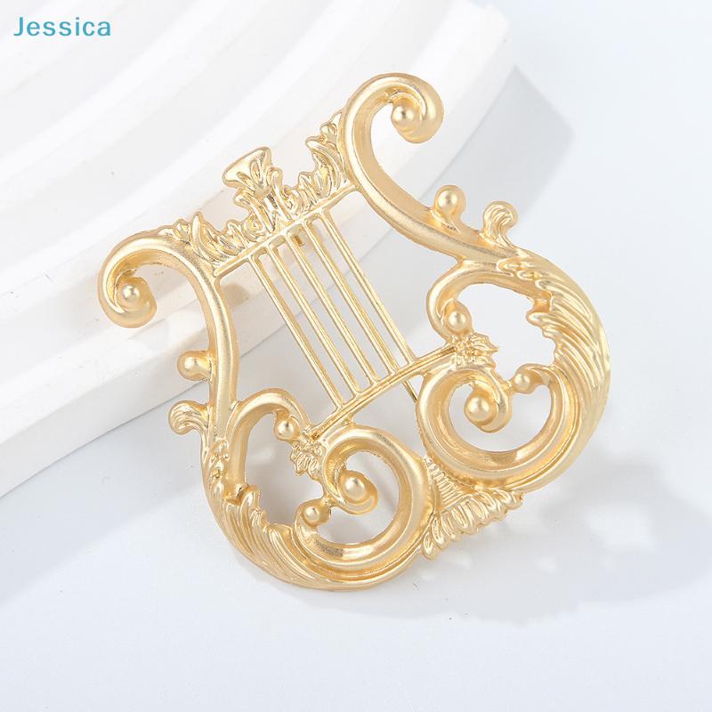 Vintage Gold Lyre Brooch – Baroque Style Musical Instrument Pin For Blazers Dresses