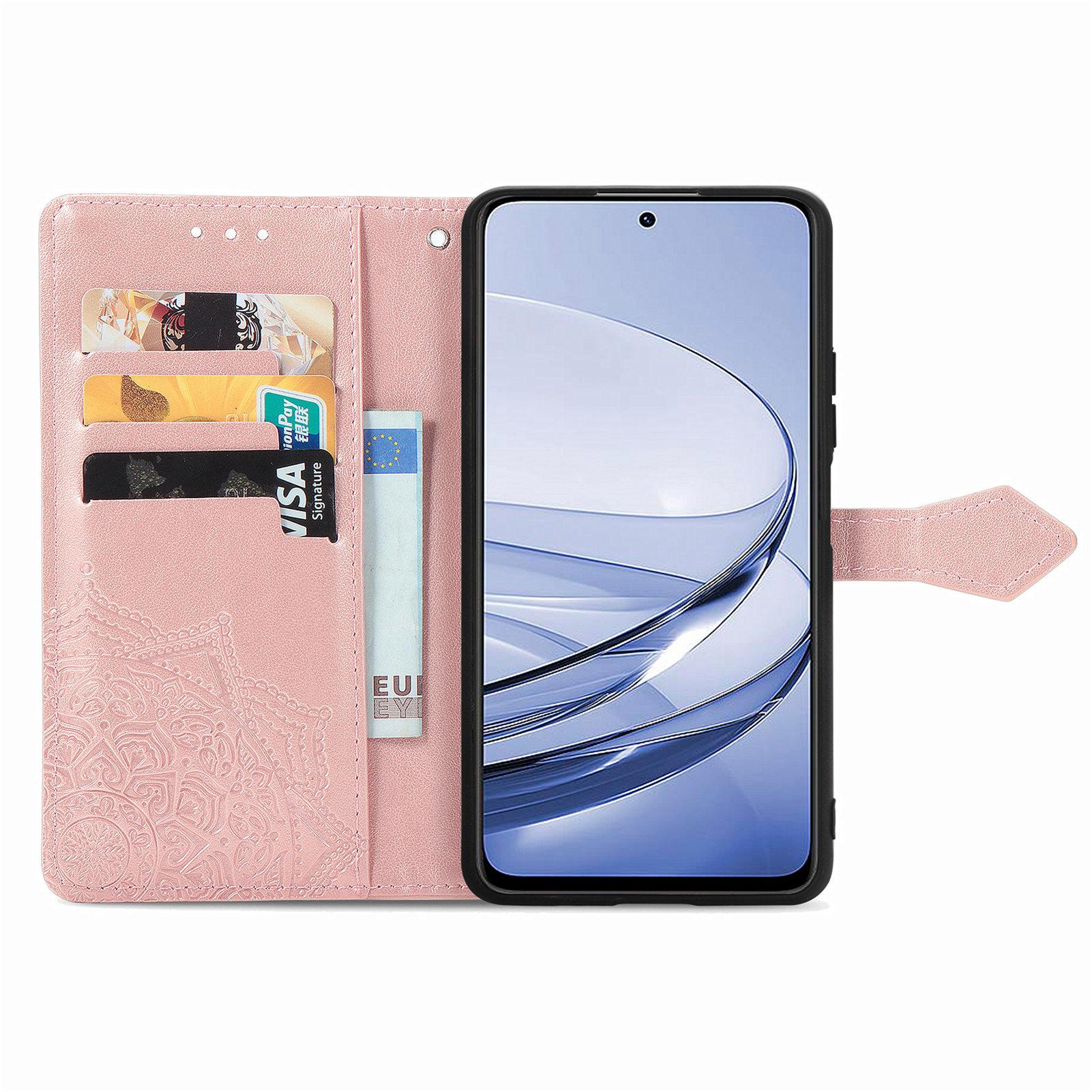 

Wallet Case For Motorola Thinkphone 25 5G/Moto S50 5G/Edge 50 Neo 5G Mandala Flower Leather Phone Cover Stand View Rose Gold