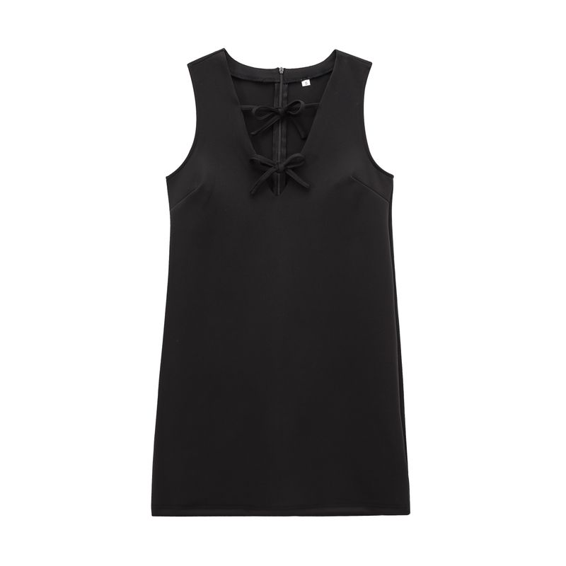 

Kaslead New Arrival Women s Clothing Fashion Style Fashion Minimalist Silm Bowknot Dress 1270255 Black L