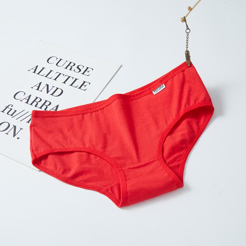 A001 Women's Mid-Waist Pure Cotton Solid Color Briefs