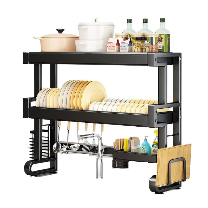 Yunshuang Black Double-Layer Countertop Sink Storage Rack