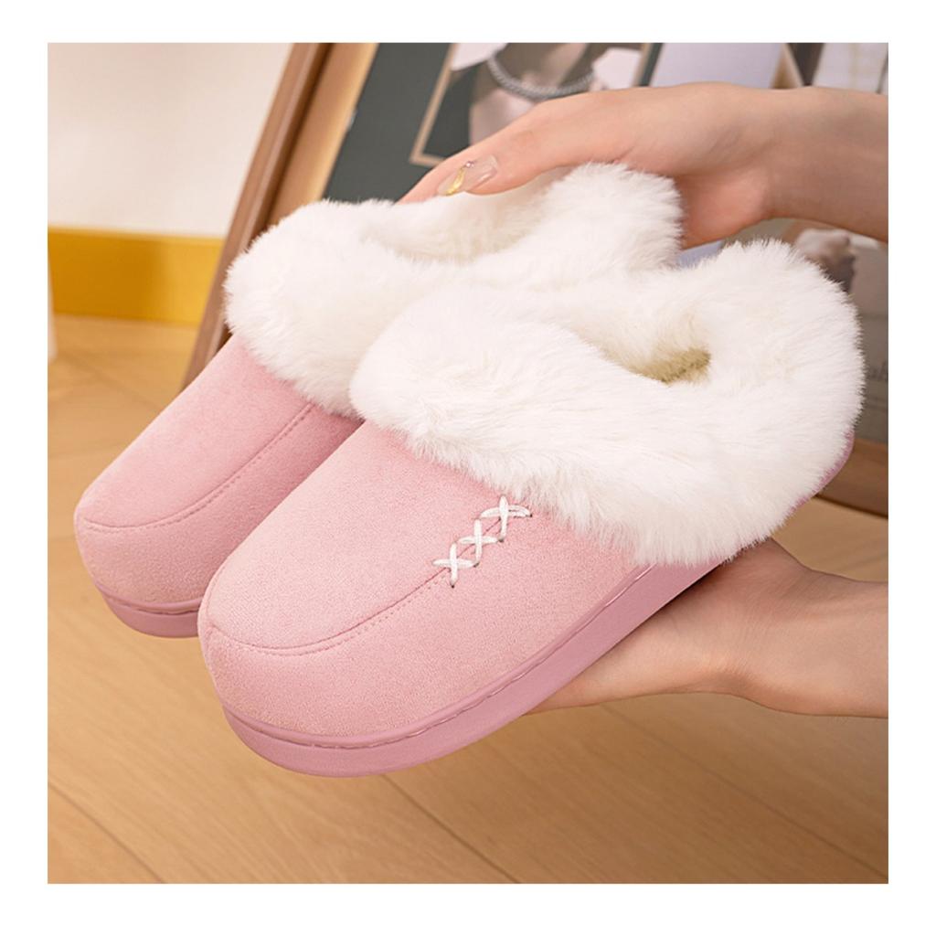 Hairy Slippers for Women, Winter New Style, Warm and Comfortable Home Slippers with Thick Cotton and Velvet Added