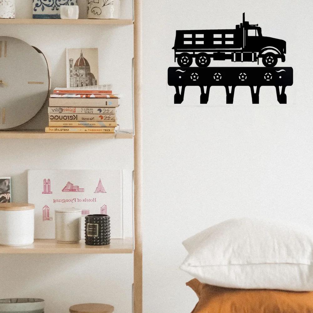 1pc Dump Truck Key Rack Hanger Wall Mounted Hook Up Pretty Artwork Shape Wall-Mounted Hooks Metal Wall Art for Home Decor