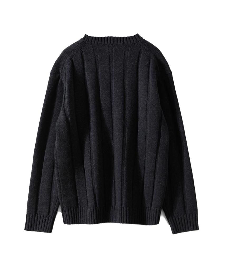 HORLISUN Meadow Wide Rib Crewneck Knit Melange Charcoal