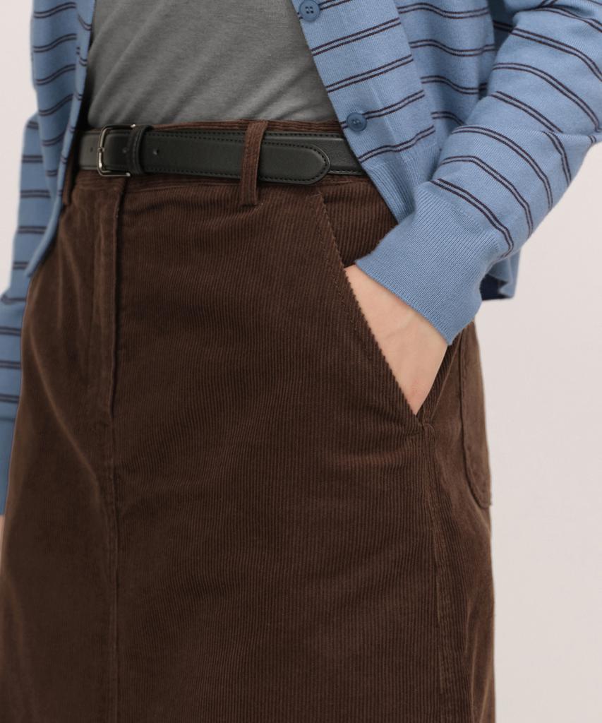 Musinsa Standard Woman 11W Corduroy Maxi Skirt [Brown]