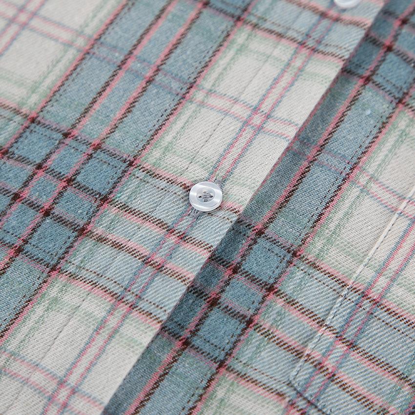 Classic lapel long-sleeved plaid women's casual loose shirt 1116 spring European and American fashion new women's top