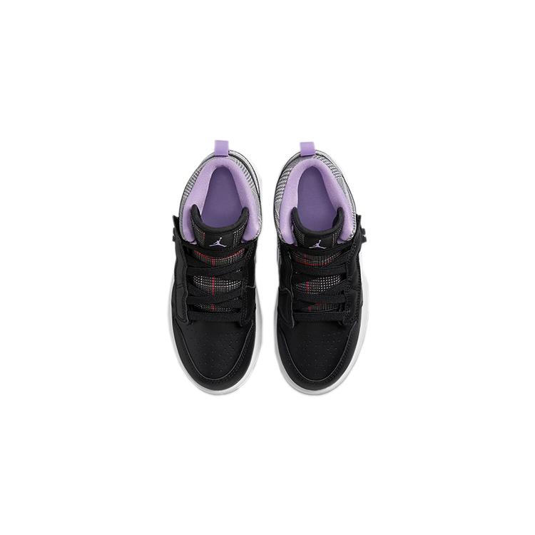 Air Jordan 1 Mid ALT SE PreSchool 'Houndstooth' (Unisex) Black / White / Metallic Silver / Lilac Kids' Basketball Shoes DO2493 015