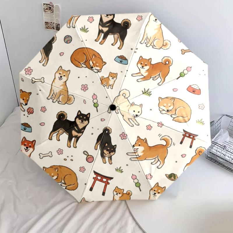 1 PC Automatic Folding Umbrella - Cute Dog Pattern, Portable & Foldable Design with 8 Ribs, Christmas Birthday Gifts