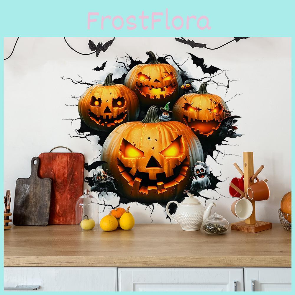 Sticker Wall Spooky Pvc Halloween Pumpkin Bat Sticker For Home Restaurant Decor