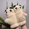Cute Panda Flip Half Finger Gloves Imitation Rabbit Hair Warm Gloves Warm Mittens
