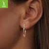 Wind Versatile Modern Ol Fashion Super Flash Ice Tremella Circle Women'S S925 Sterling Silver Gold-Plated Ear Jewelry
