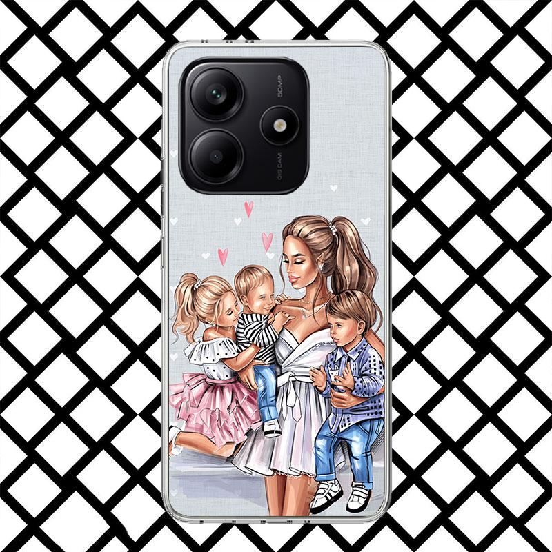 Mama Baby Mädchen Handyhülle für Xiaomi Redmi Note 15 14 14S 13 12 12S 11 Pro Plus 11E 11T 11S 10S 5G Weiche Hülle Fundas Redmi Note