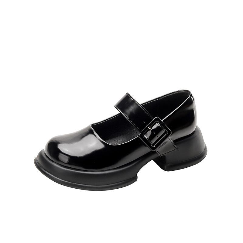 

Новые туфли Мэри Джейн на толстой подошве, маленькие кожаные туфли в английском стиле с круглым носком и мелким горлышком, женские туфли One Word 40