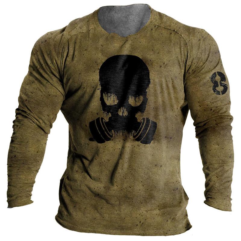 

Винтажные мужские футболки с принтом флага Германии, весенне-осенняя повседневная футболка с круглым вырезом из искусственного хлопка с длинными рукавами, свободная футболка, мужская одежда 6XL