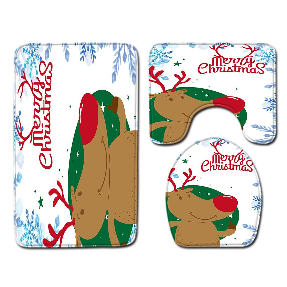 Christmas Bathroom Floor Mat Toilet Three-Piece Set