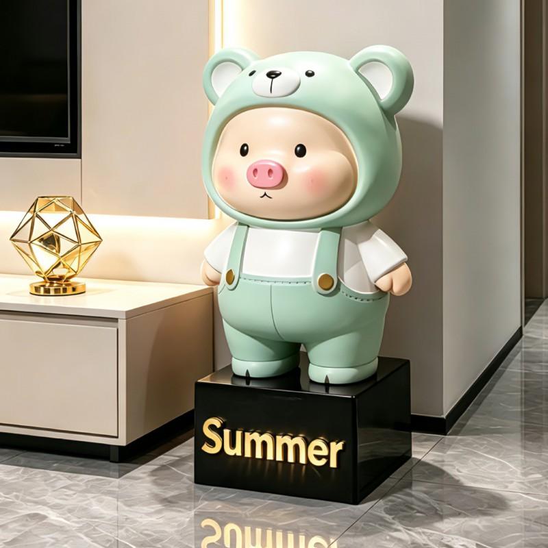 Large Capacity Cartoon Piggy Bank Decorative Figurine Living Room Saving Money Only In Not Out