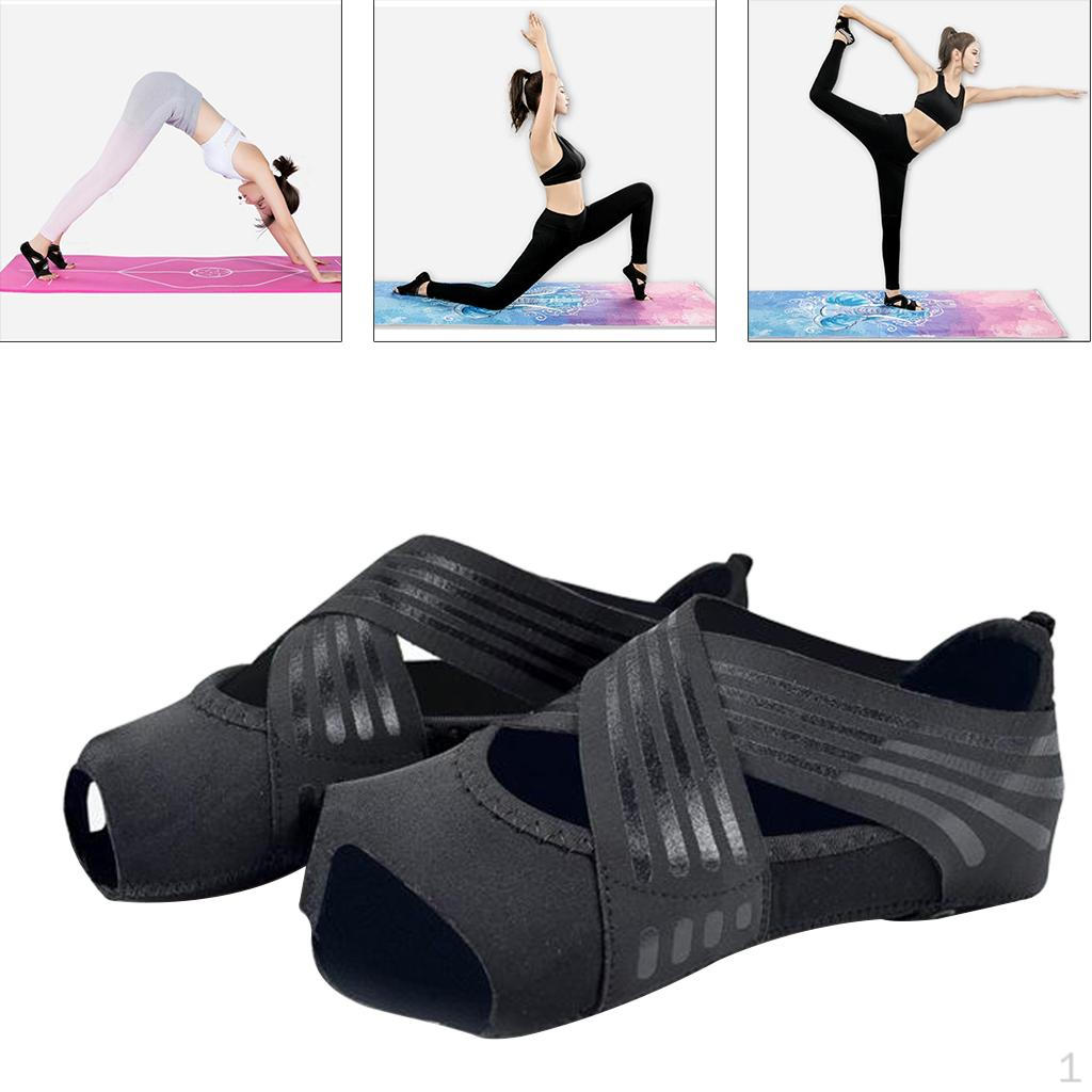 1 Pair Non Women Yoga Shoes Pilates Grip Socks for Physical Activities, Exposed Half Toes
