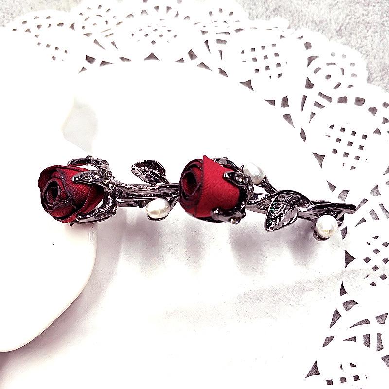 Rhinestone Leaves Barrettes Women Rose Flower Crystal Graceful Ponytail Holder Hair Accessories Hair Clip Female  Jewelry