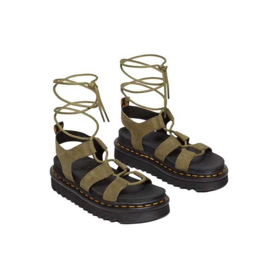Dr. Martens Leather Comfortable Versatile Slide Sandals Women Sandals Green 31738357