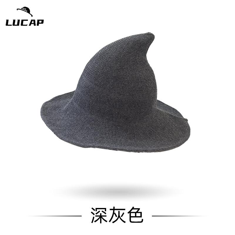 New Halloween Carnival Party Regular Wizard Hat Foldable Knitted Hat Pointed Witch Hat