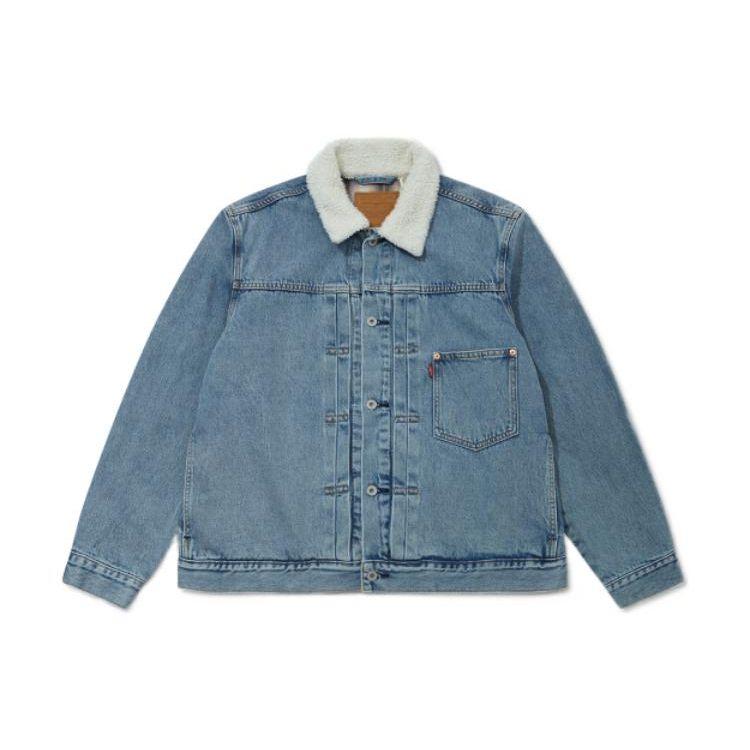 Levis Washed Vintage Single Button Collar Long Sleeve Denim Jacket Men Jackets Blue A4080-0000