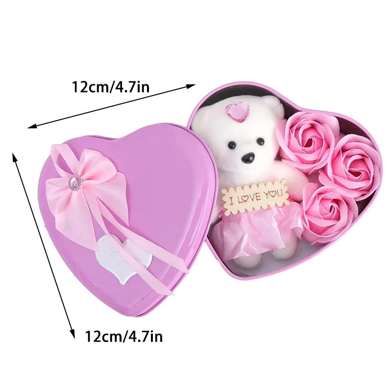 Bear Rose Gift Box Valentine'S Day Flower Love Box Bears Bouquet Wedding Birthday Home Party Decoration Gift For My Girlfriend