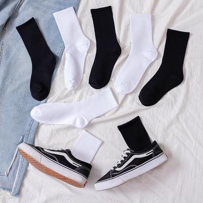 Socks Women White Black Crew Socks Female Pure Solid Color Socks Pack Set Short Women 'S Cotton Sock