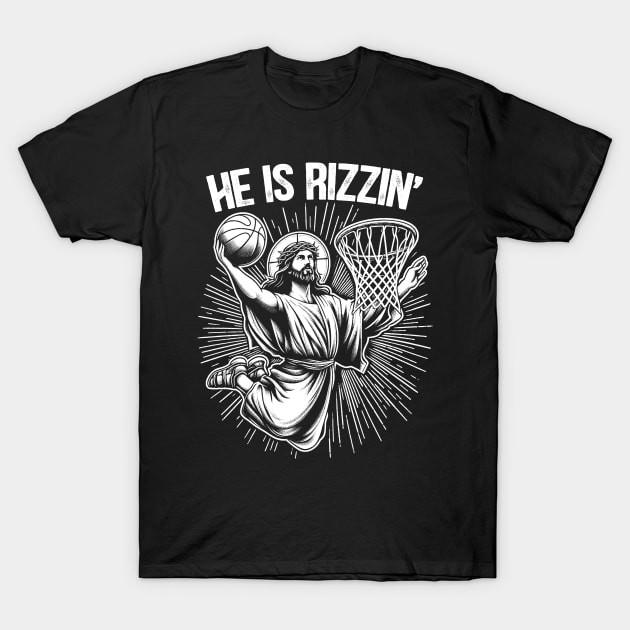 Er ist Rizzin Jesus Basketball Christlich Religiös Retro Geschenkidee T-Shirt