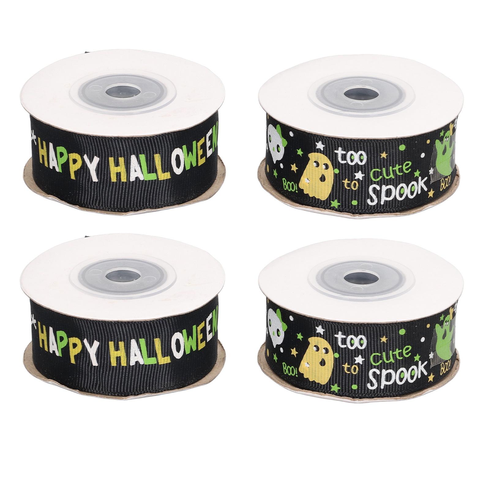 4 шт. Хэллоуинская лента 10 ярдов 1 дюйм шириной Мультяшный узор Хэллоуинская декоративная лента для украшения вечеринки
