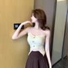 #Summer new sweet and spicy three-dimensional flower sling vest slim and thin women's fixed chest pad top