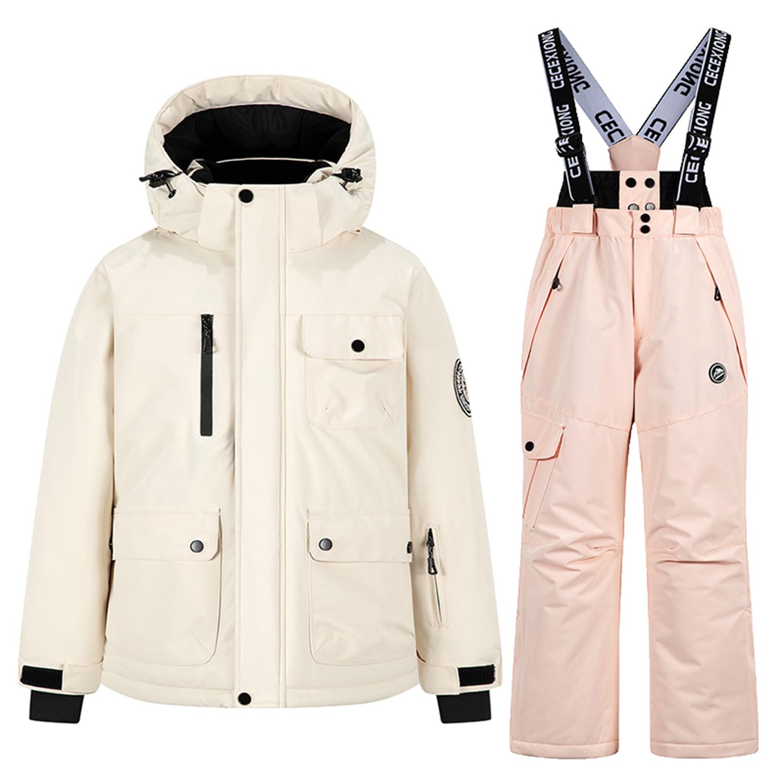 

Детский модный лыжный комплект для мальчиков и девочек, утолщенный водонепроницаемый теплый лыжный костюм, куртка и брюки, комплект 8 розовый