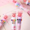 36Pcs Cherry Blossom Cat 10 in 1 Multicolor Ballpoint Pen, 0.5mm Colorful Ink Retractable Pen for Party Favors Office Gift Carnival Reward Supplies