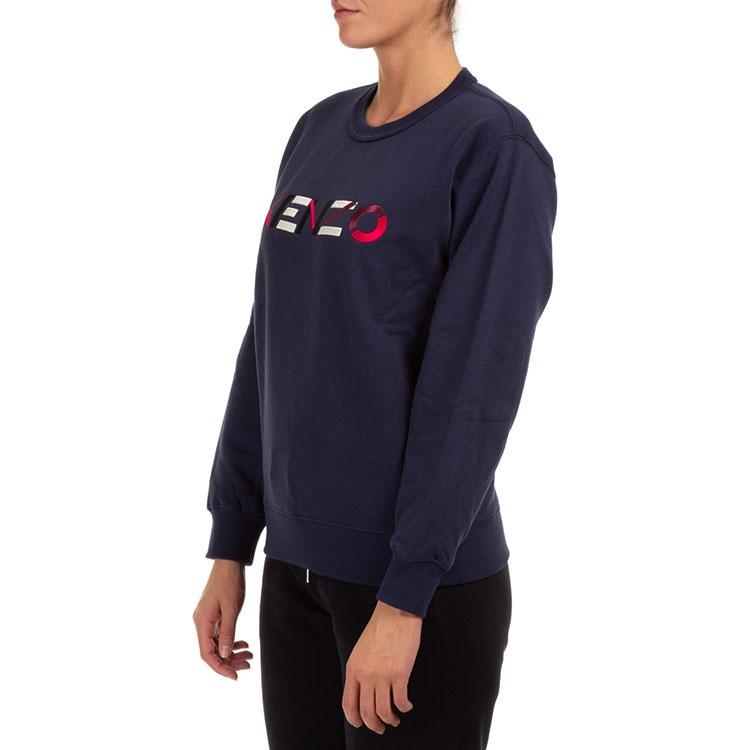 (WMNS) KENZO FW20 Logo Pattern Round Neck Long Sleeves Sports Navy Blue Hoodie Women's FA62SW8204MO-76