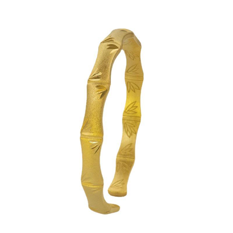 Gold-Plated Bamboo Joint Open Bangle – Versatile New Chinese Style Women’s Fashion Bracelet