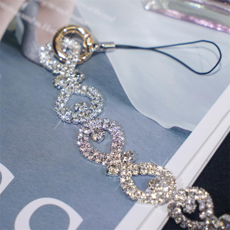 Luxury Rhinestone Ring Wrist Strap Mobile Phone Lanyard Hollowed Out Portable Chain Universal Phone Case Anti Loss Lanyard