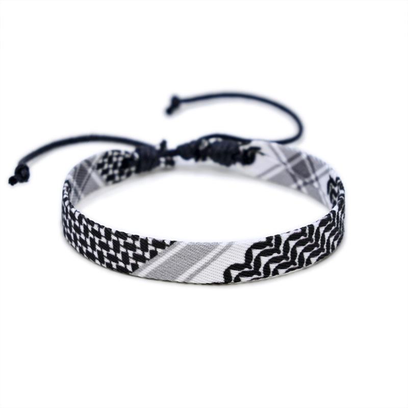 Geometrisches Tupfenmuster Palästina Armband für Männer Frauen Hand Mehrfarbiges Weben Arabischer Stil Gaza Flagge Zirkon Accessoires