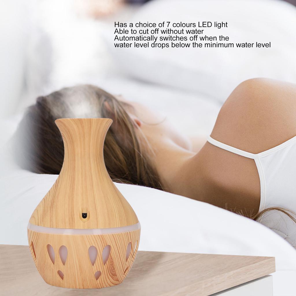 300ml Essential Oil Diffuser Wood Grain USB Powered 7 Colors LED Low Noise Mist Humidifier for Bedroom Office