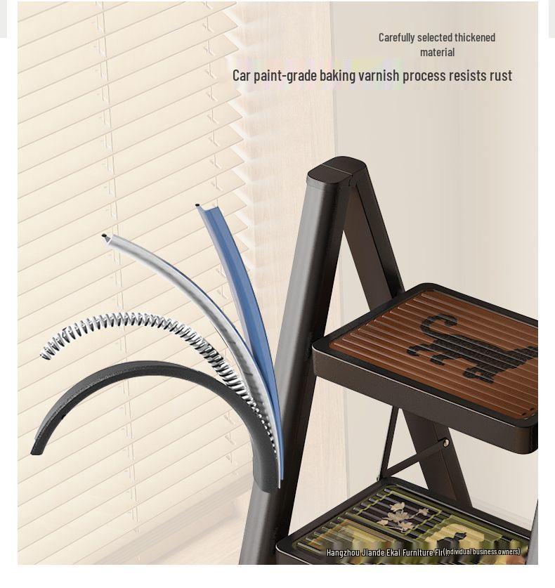 Multi-Functional Chinese-Style Folding A-Frame Ladder with Retro Flower Stand